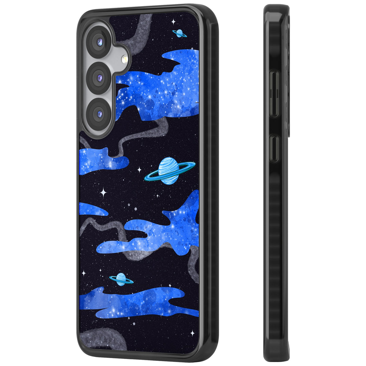 Blue Galaxy Samsung S25 / Samsung S25 Plus / Samsung S26 / Samsung S26 Plus Impact Black Phone Case side
