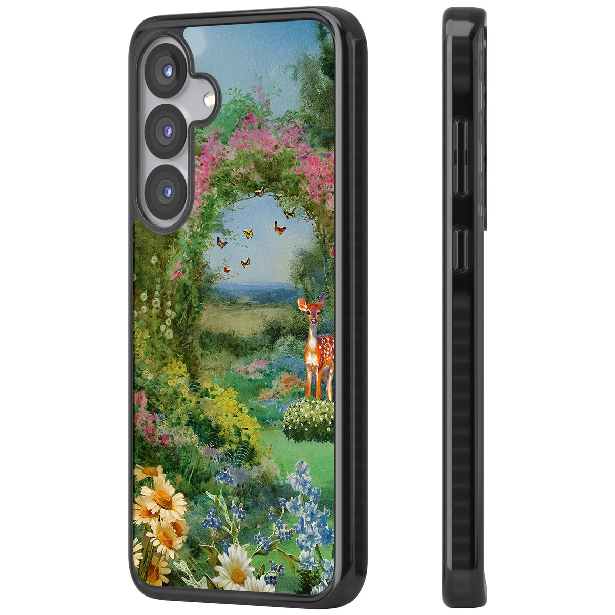 Flourishing Meadow Samsung S25 / Samsung S25 Plus / Samsung S26 / Samsung S26 Plus Impact Black Phone Case side