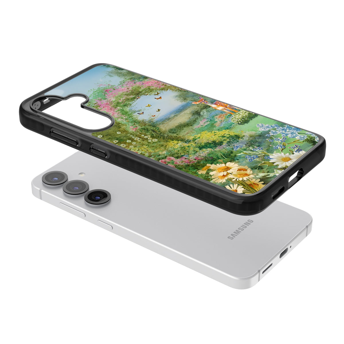 Flourishing Meadow Samsung S25 / Samsung S25 Plus / Samsung S26 / Samsung S26 Plus Impact Black Phone Case angled