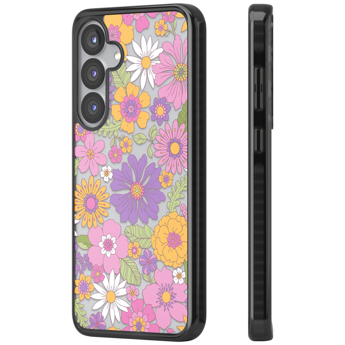 Soft Flowers Samsung S25 / Samsung S25 Plus / Samsung S26 / Samsung S26 Plus Impact Black Phone Case side