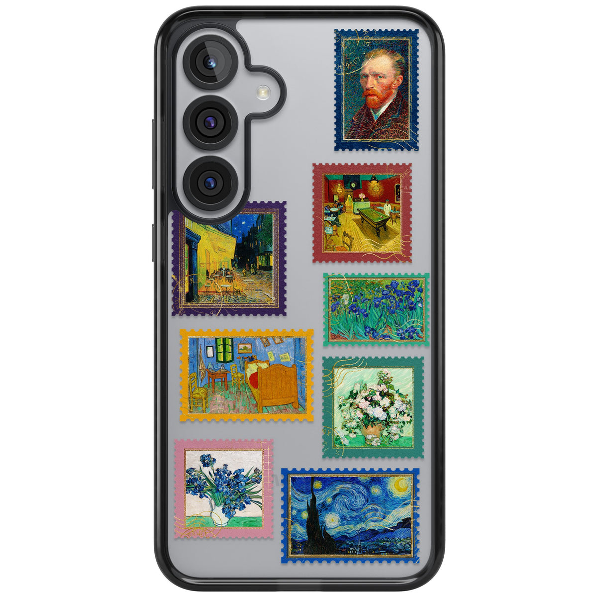Coloured Vintage Art Stamps Samsung S25 Plus / Samsung S26 / Samsung S26 Plus Impact Black Phone Case front
