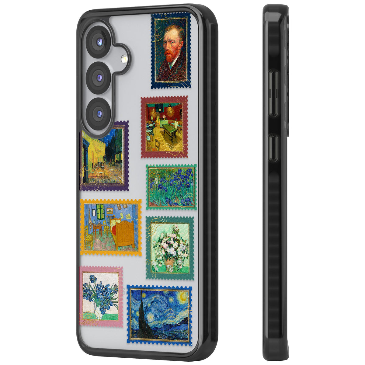 Coloured Vintage Art Stamps Samsung S25 / Samsung S25 Plus / Samsung S26 / Samsung S26 Plus Impact Black Phone Case side