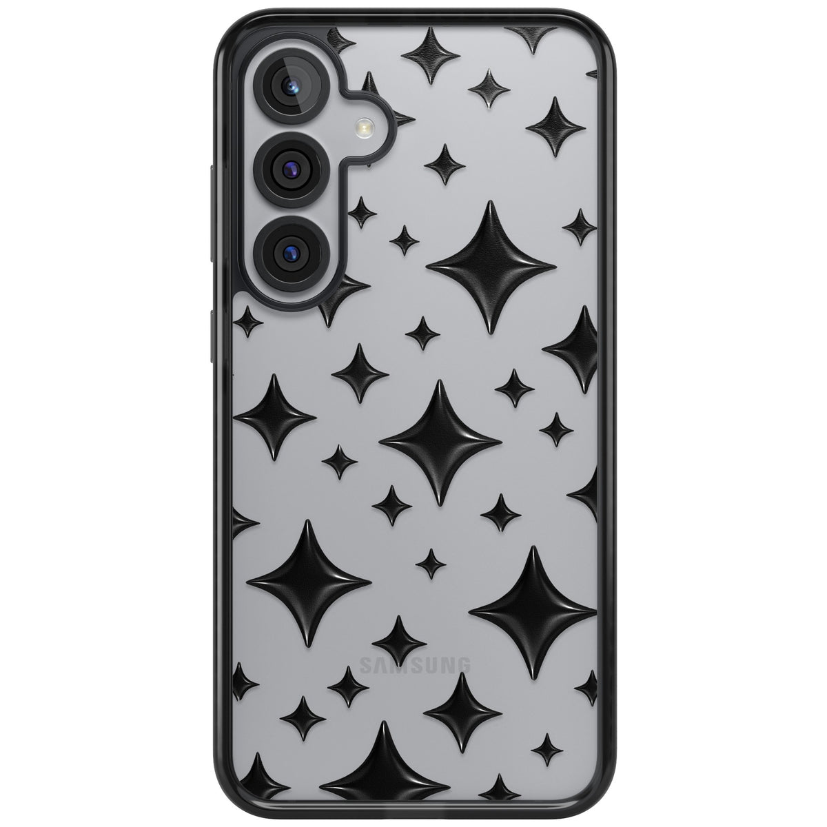 Black Puff Sparkle Pattern Samsung S25 Plus / Samsung S26 / Samsung S26 Plus Impact Black Phone Case front