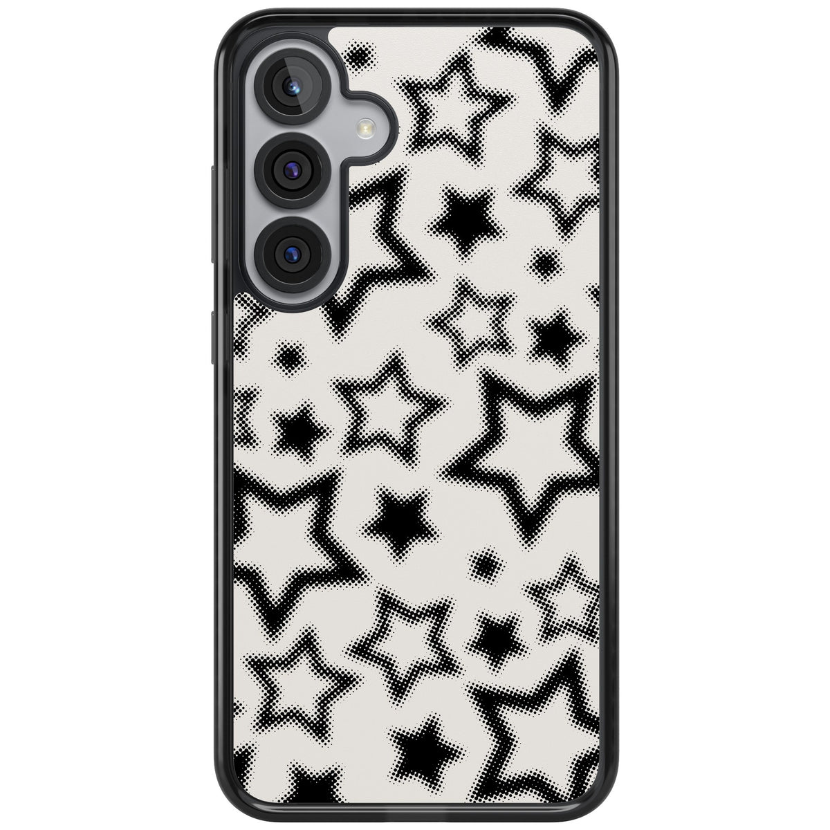 Black Halftone Stars Samsung S25 Plus / Samsung S26 / Samsung S26 Plus Impact Black Phone Case front