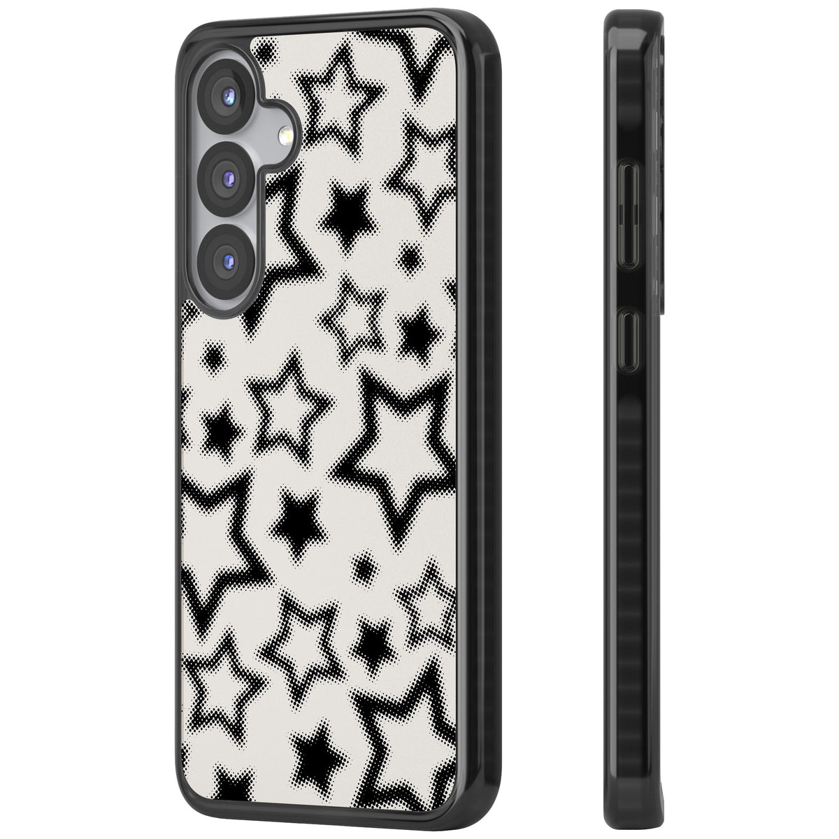 Black Halftone Stars Samsung S25 / Samsung S25 Plus / Samsung S26 / Samsung S26 Plus Impact Black Phone Case side