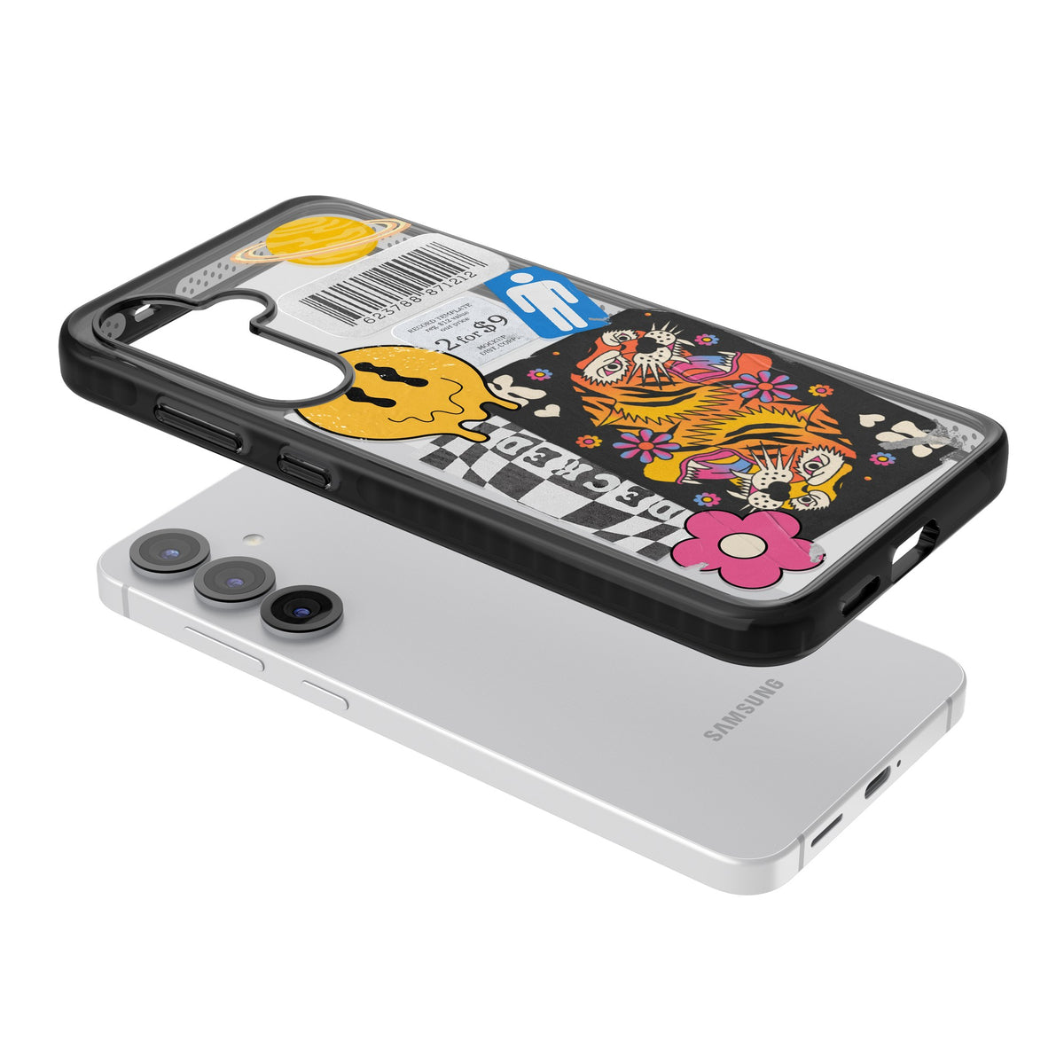 Electric Vibes Samsung S25 / Samsung S25 Plus / Samsung S26 / Samsung S26 Plus Impact Black Phone Case angled