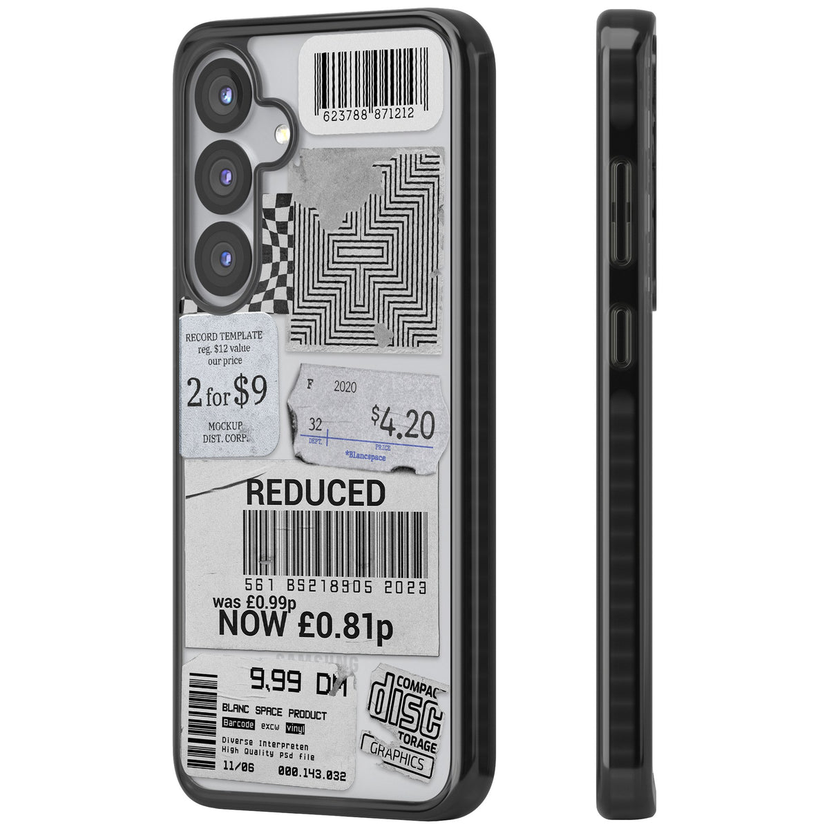White Sticker Mix Samsung S25 / Samsung S25 Plus / Samsung S26 / Samsung S26 Plus Impact Black Phone Case side