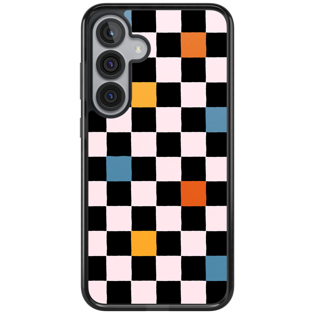 Vibrant Retro Check Samsung S25 Plus / Samsung S26 / Samsung S26 Plus Impact Black Phone Case front