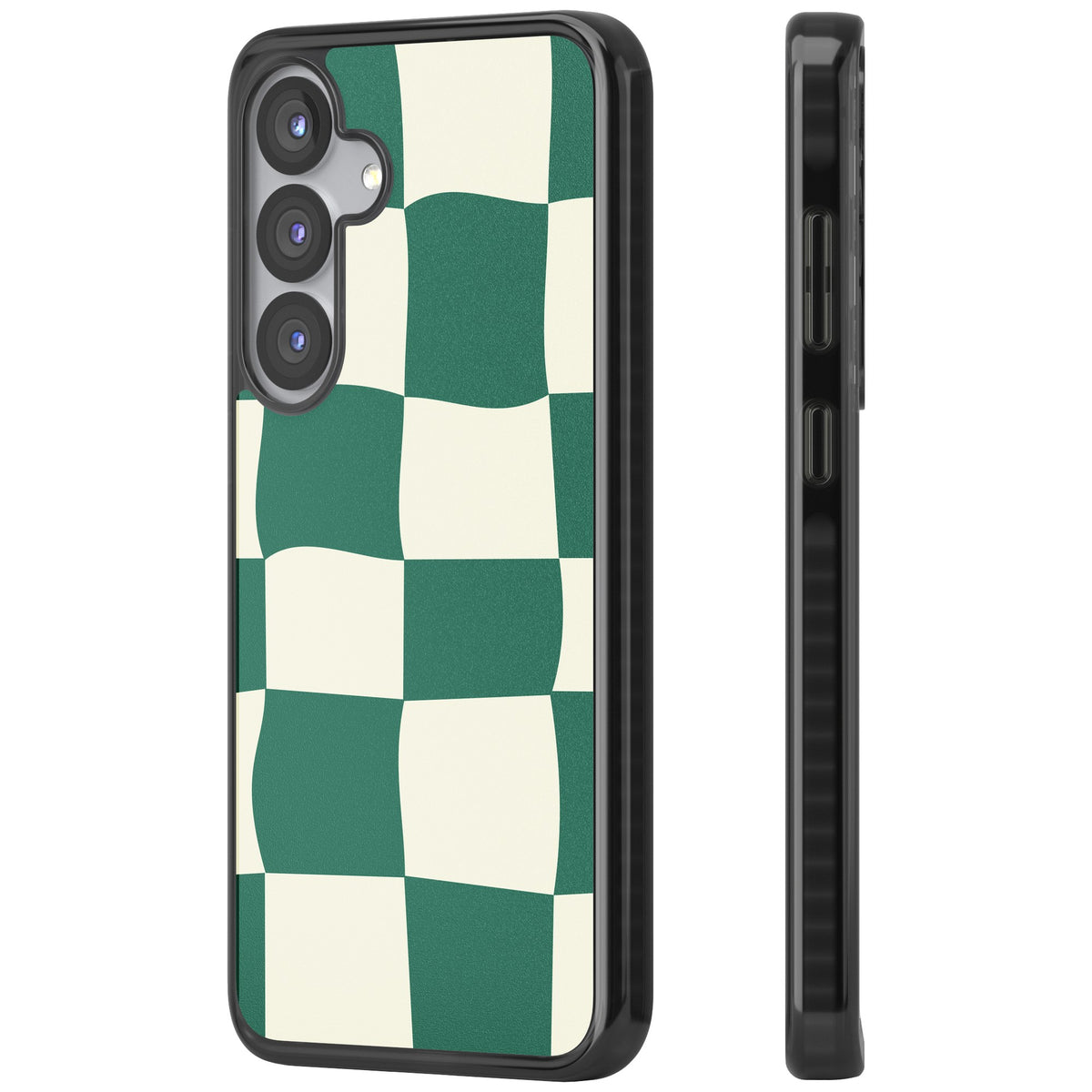 Matcha Wavy Check Samsung S25 / Samsung S25 Plus / Samsung S26 / Samsung S26 Plus Impact Black Phone Case side