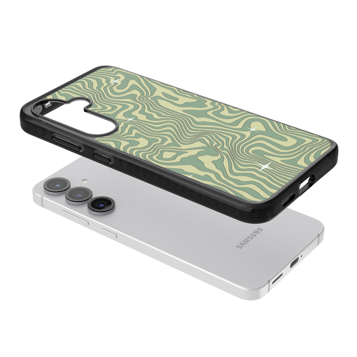 Sage Ripple Samsung S25 / Samsung S25 Plus / Samsung S26 / Samsung S26 Plus Impact Black Phone Case angled