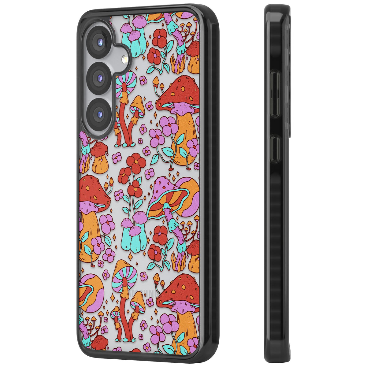 Psychedelic Flora Samsung S25 / Samsung S25 Plus / Samsung S26 / Samsung S26 Plus Impact Black Phone Case side