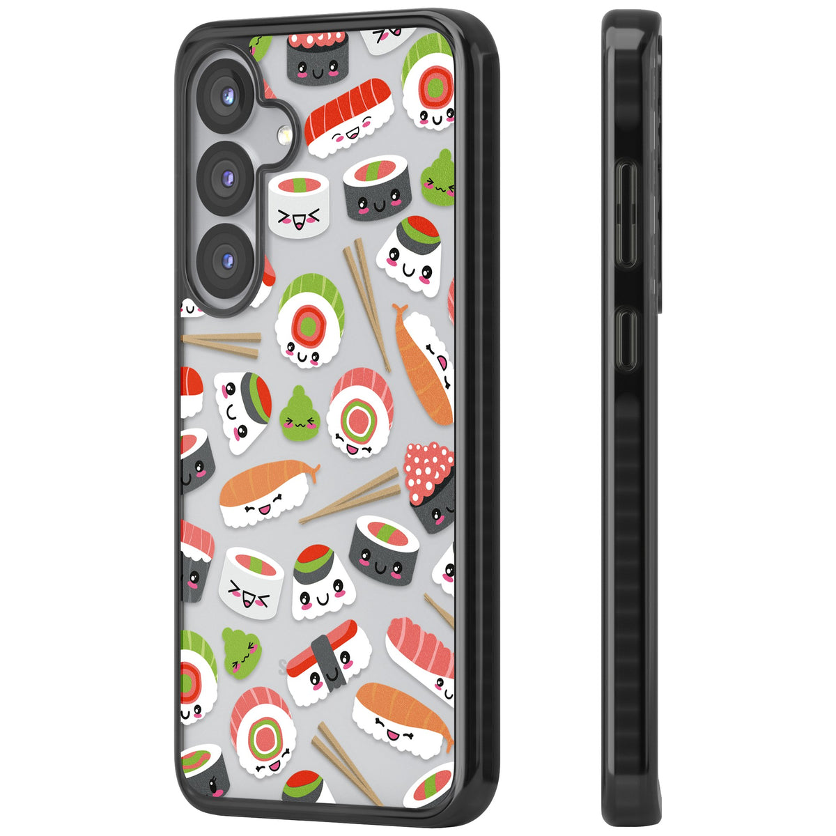 Kawaii Sushi Party Samsung S25 / Samsung S25 Plus / Samsung S26 / Samsung S26 Plus Impact Black Phone Case side