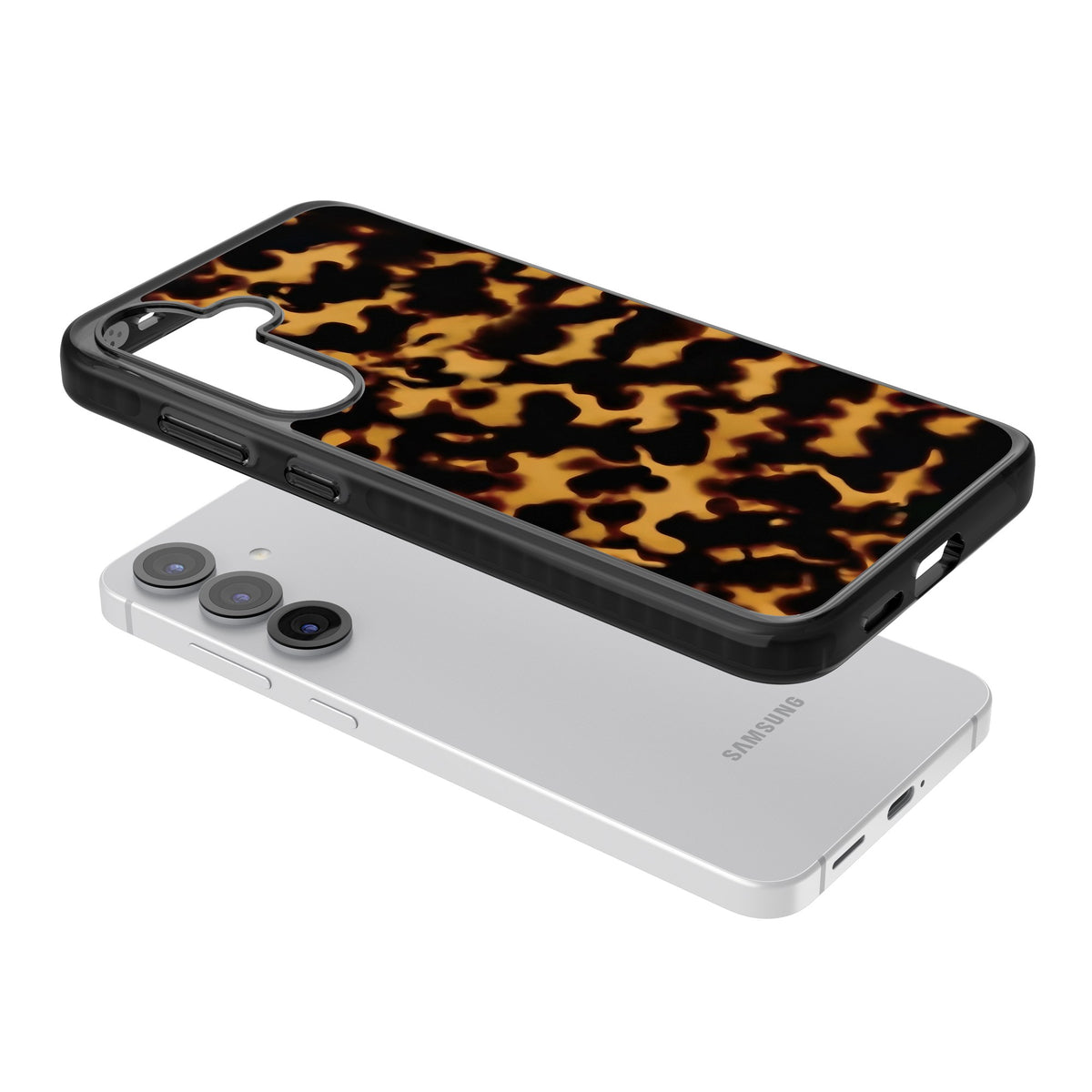 Amber Tortoise Samsung S25 / Samsung S25 Plus / Samsung S26 / Samsung S26 Plus Impact Black Phone Case angled