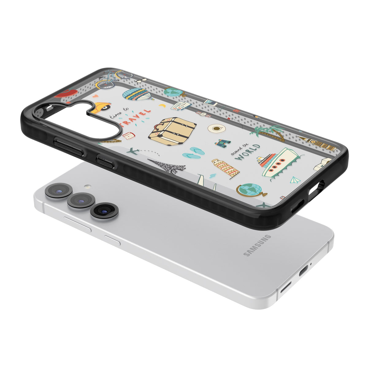 Globe Trotter Samsung S25 / Samsung S25 Plus / Samsung S26 / Samsung S26 Plus Impact Black Phone Case angled