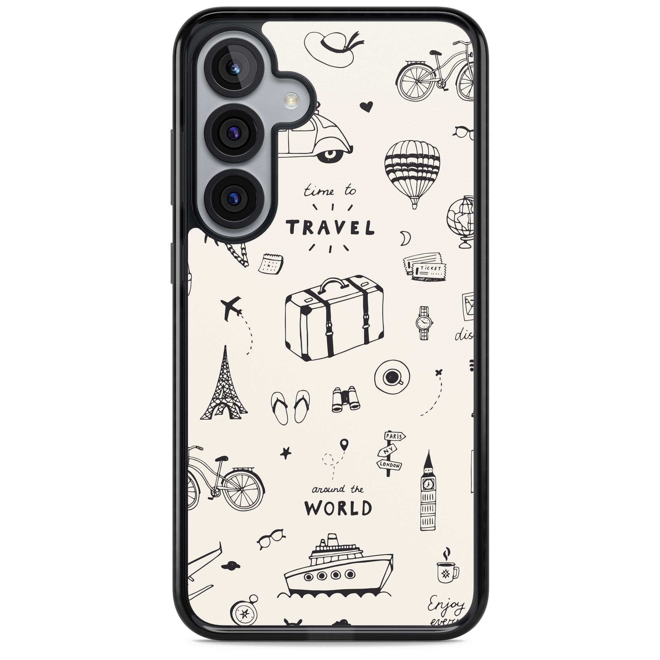 Cute Travel Pattern, White On