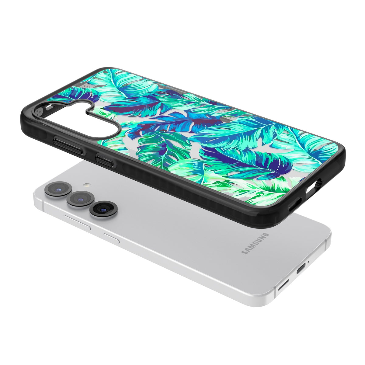 Aqua Tropic Samsung S25 / Samsung S25 Plus / Samsung S26 / Samsung S26 Plus Impact Black Phone Case angled