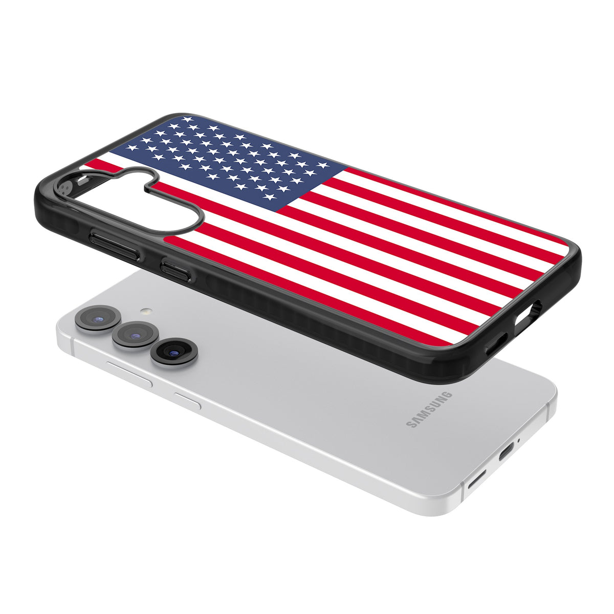 American Flag Samsung S25 / Samsung S25 Plus / Samsung S26 / Samsung S26 Plus Impact Black Phone Case angled