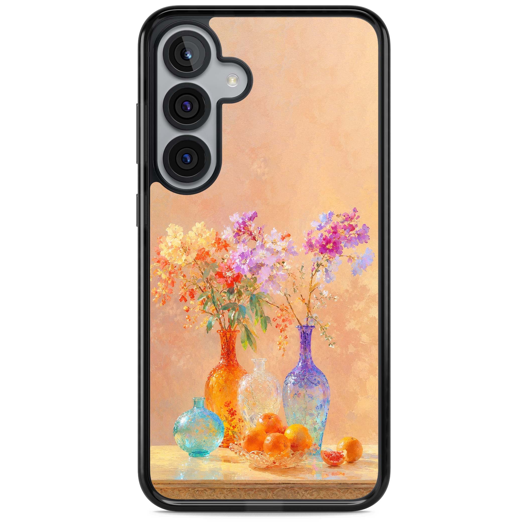 Peach Glass art iPhone case | Black Impact case for Samsung Galaxy S25, Samsung Galaxy S25 Plus