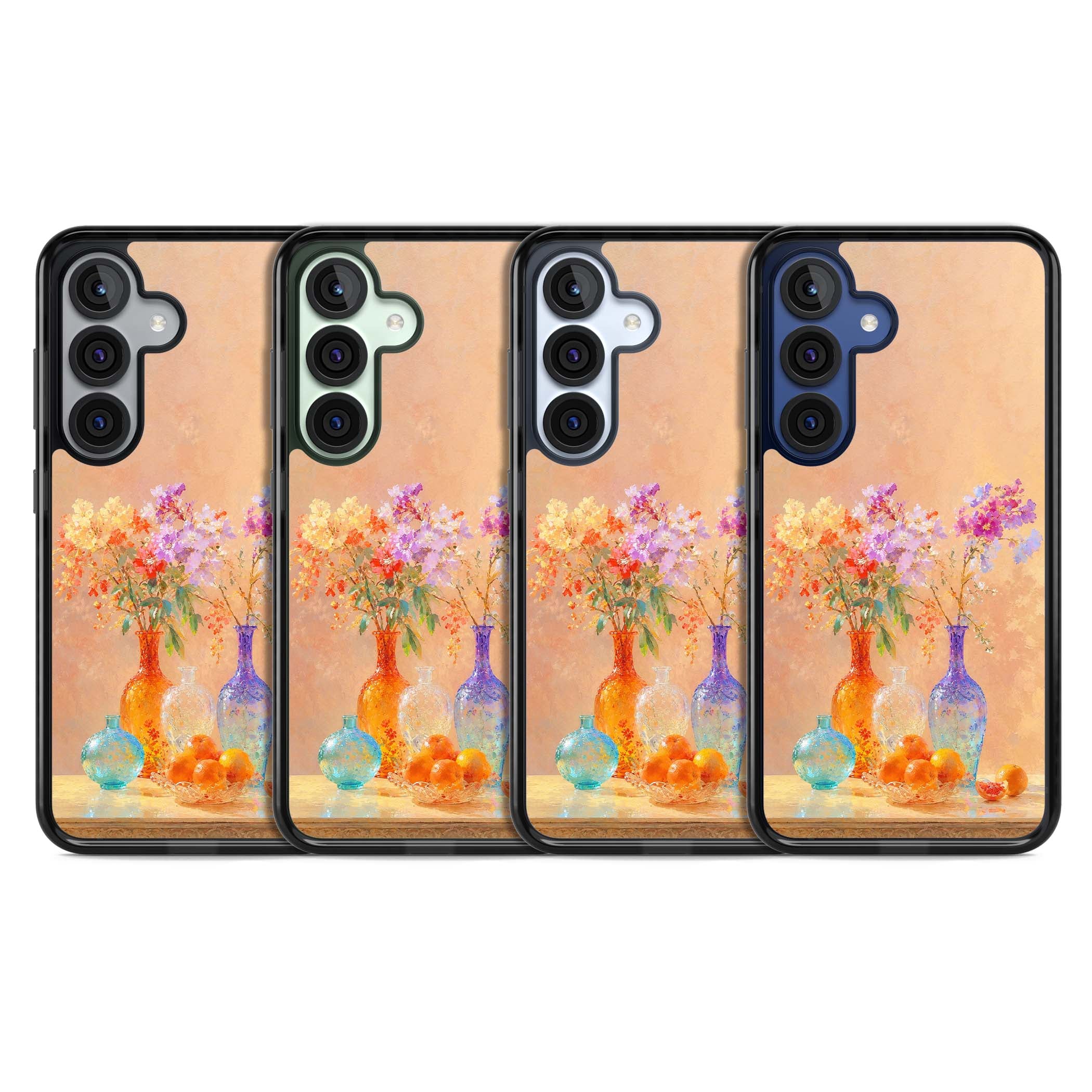 Peach Glass art iPhone case | Black Impact case for Samsung Galaxy S25, Samsung Galaxy S25 Plus