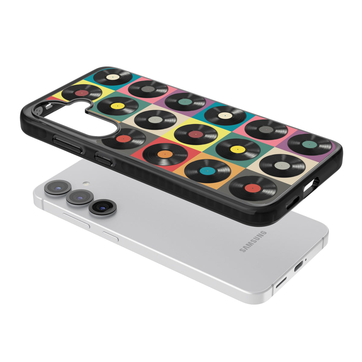 Vinyl Records Samsung S25 / Samsung S25 Plus / Samsung S26 / Samsung S26 Plus Impact Black Phone Case angled