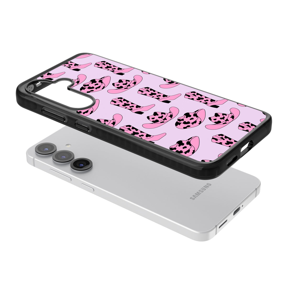 Cow Girl Pattern Samsung S25 / Samsung S25 Plus / Samsung S26 / Samsung S26 Plus Impact Black Phone Case angled