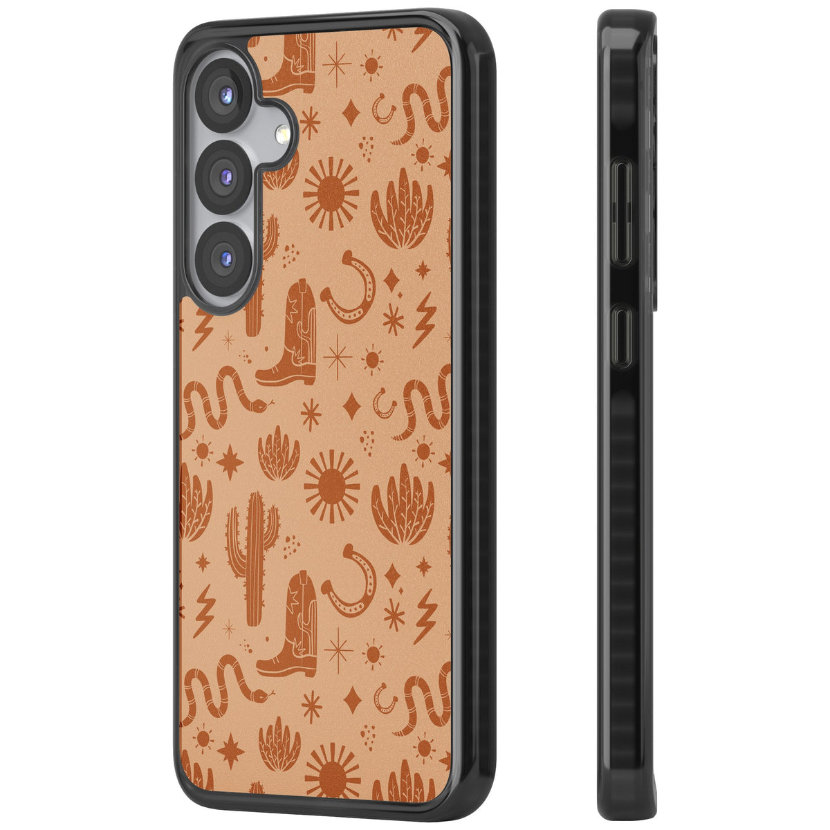 Wild West Pattern Samsung S25 / Samsung S25 Plus / Samsung S26 / Samsung S26 Plus Impact Black Phone Case side