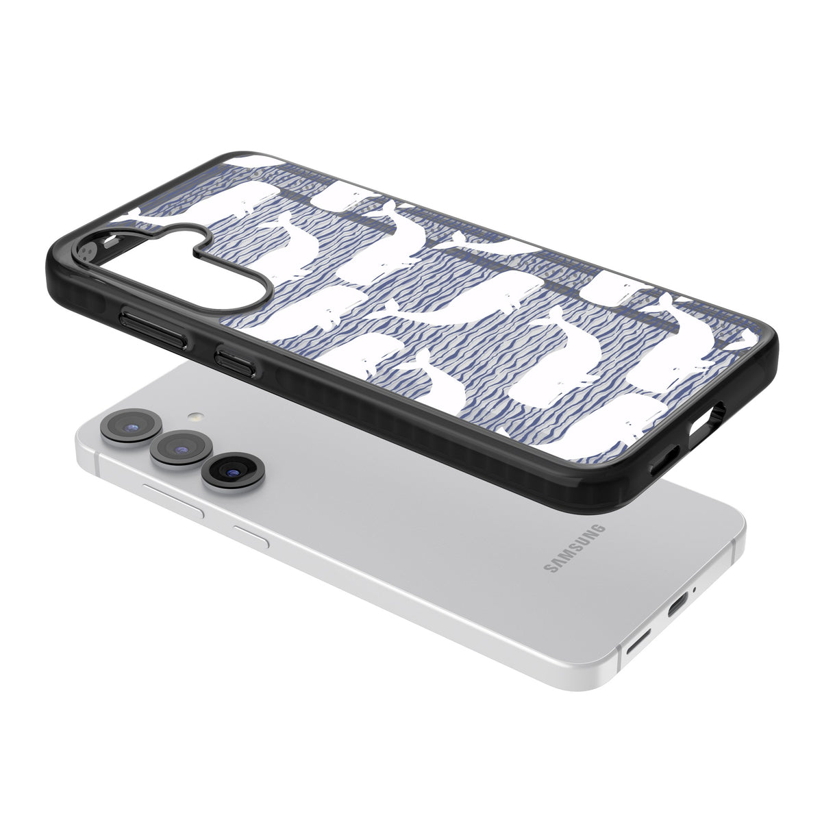 Whale Wave Samsung S25 / Samsung S25 Plus / Samsung S26 / Samsung S26 Plus Impact Black Phone Case angled