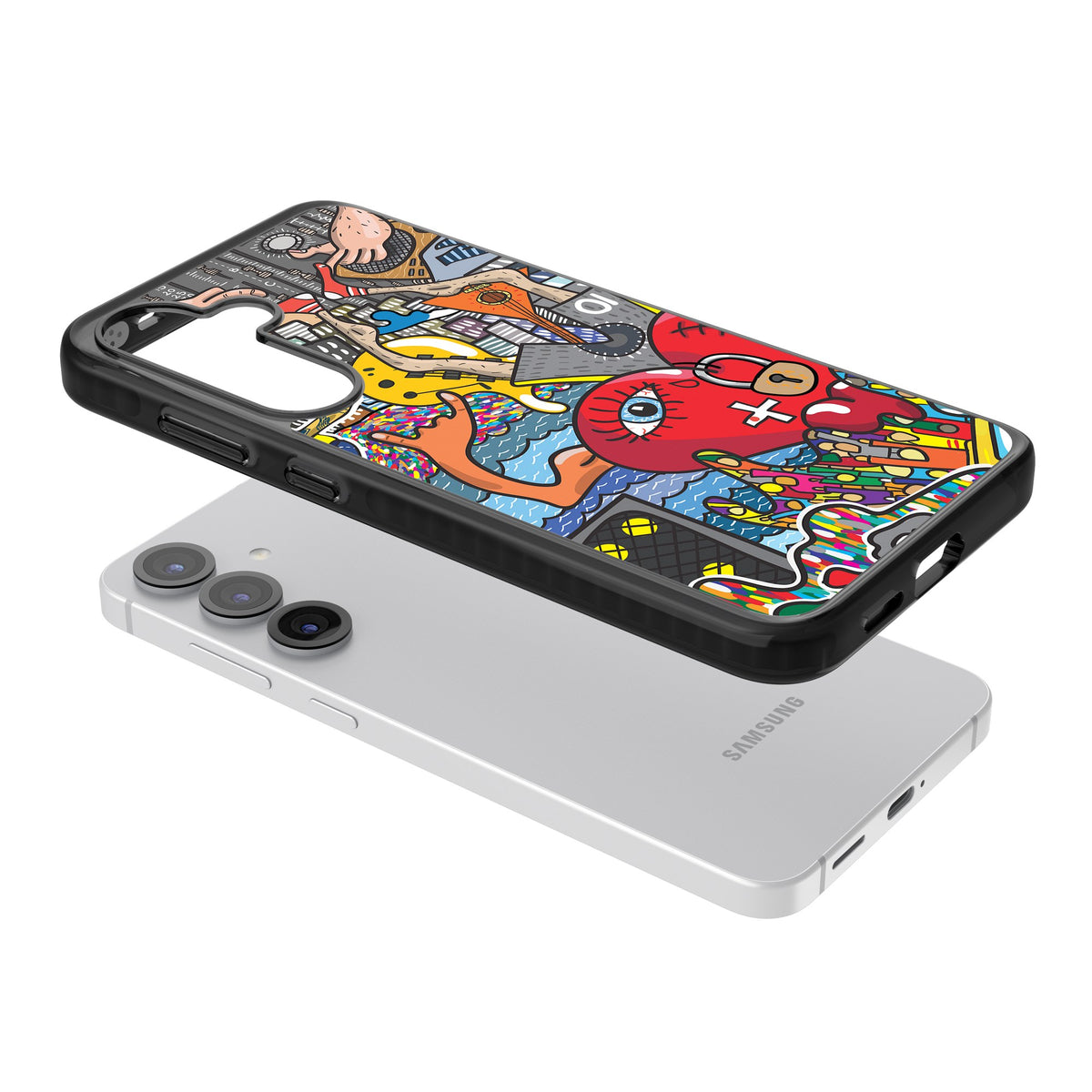 Crowd Tsunami Samsung S25 / Samsung S25 Plus / Samsung S26 / Samsung S26 Plus Impact Black Phone Case angled