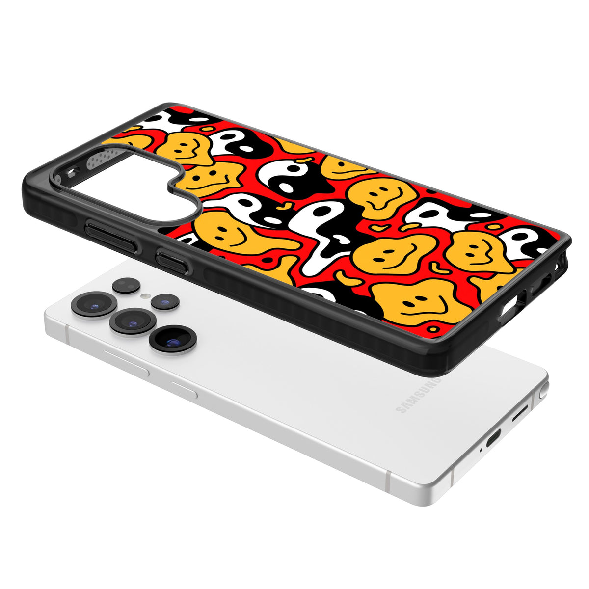 Yin Yang Acid Face Samsung S25 Ultra / Samsung S26 Ultra Impact Black Phone Case angled