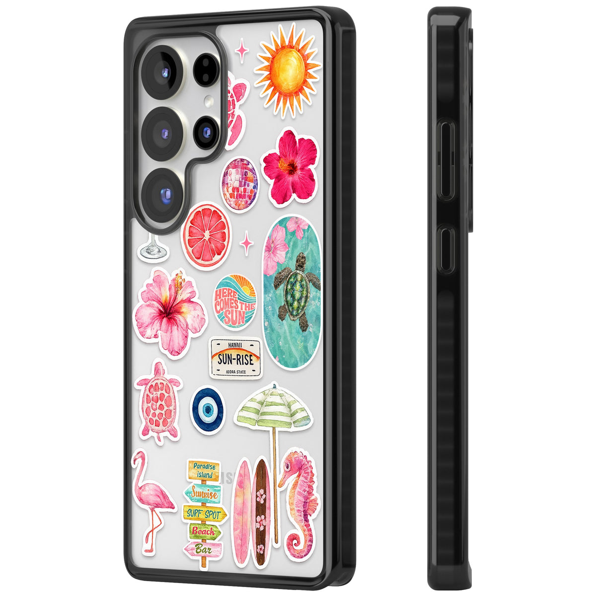 Aloha Sticker Mix Samsung S25 Ultra / Samsung S26 Ultra Impact Black Phone Case side