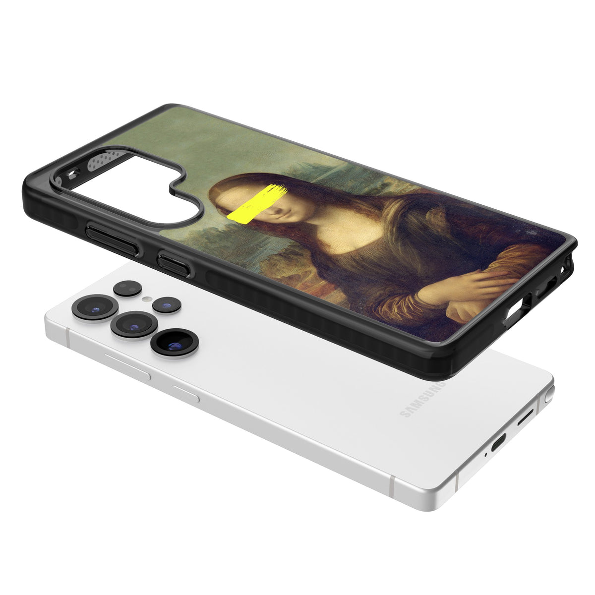 Vandaled Mona Lisa Samsung S25 Ultra / Samsung S26 Ultra Impact Black Phone Case angled