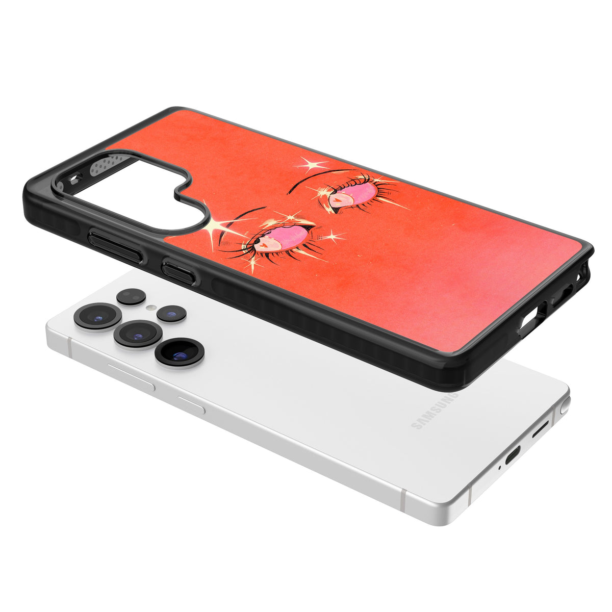 Pink Ethereal Eyes Samsung S25 Ultra / Samsung S26 Ultra Impact Black Phone Case angled