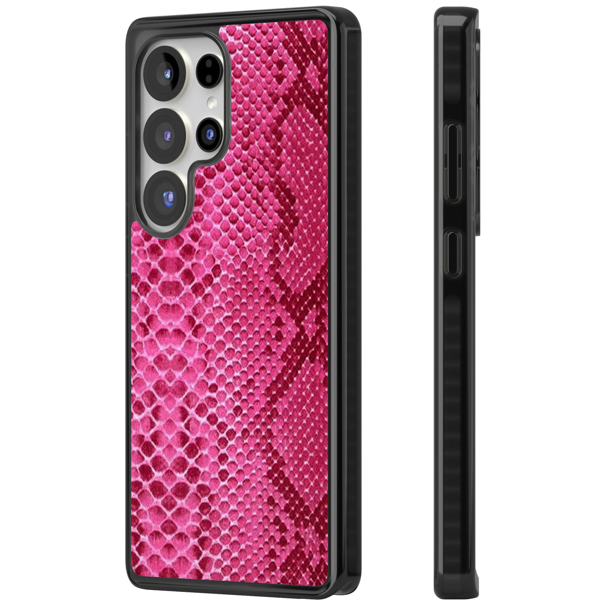 Pink Snakeskin Samsung S25 Ultra / Samsung S26 Ultra Impact Black Phone Case side