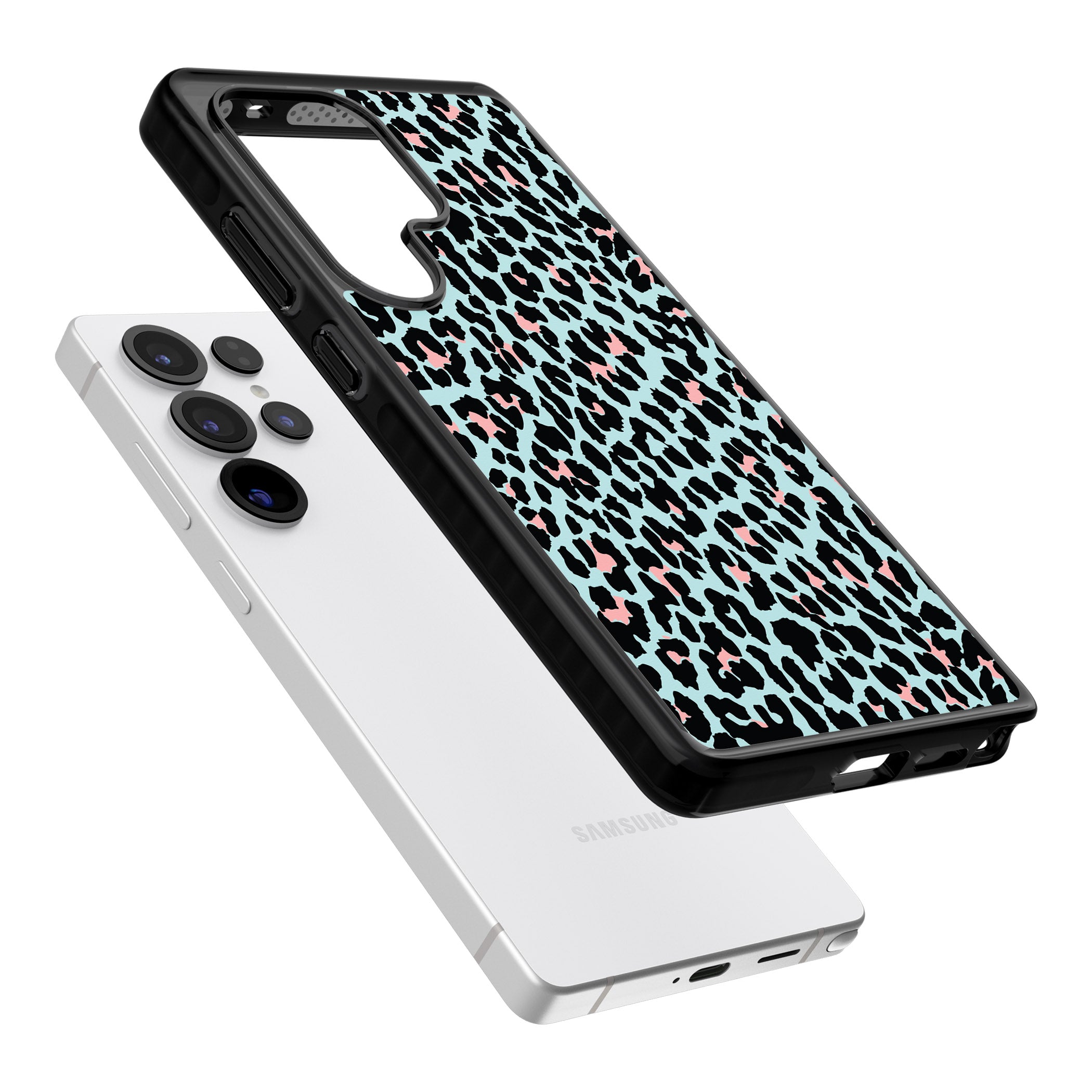 Pastel Blue & Pink Leopard Print