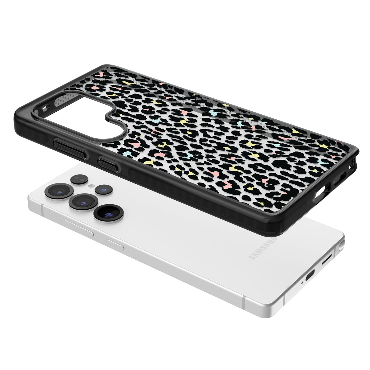 Sugar Leopard Samsung S25 Ultra / Samsung S26 Ultra Impact Black Phone Case angled