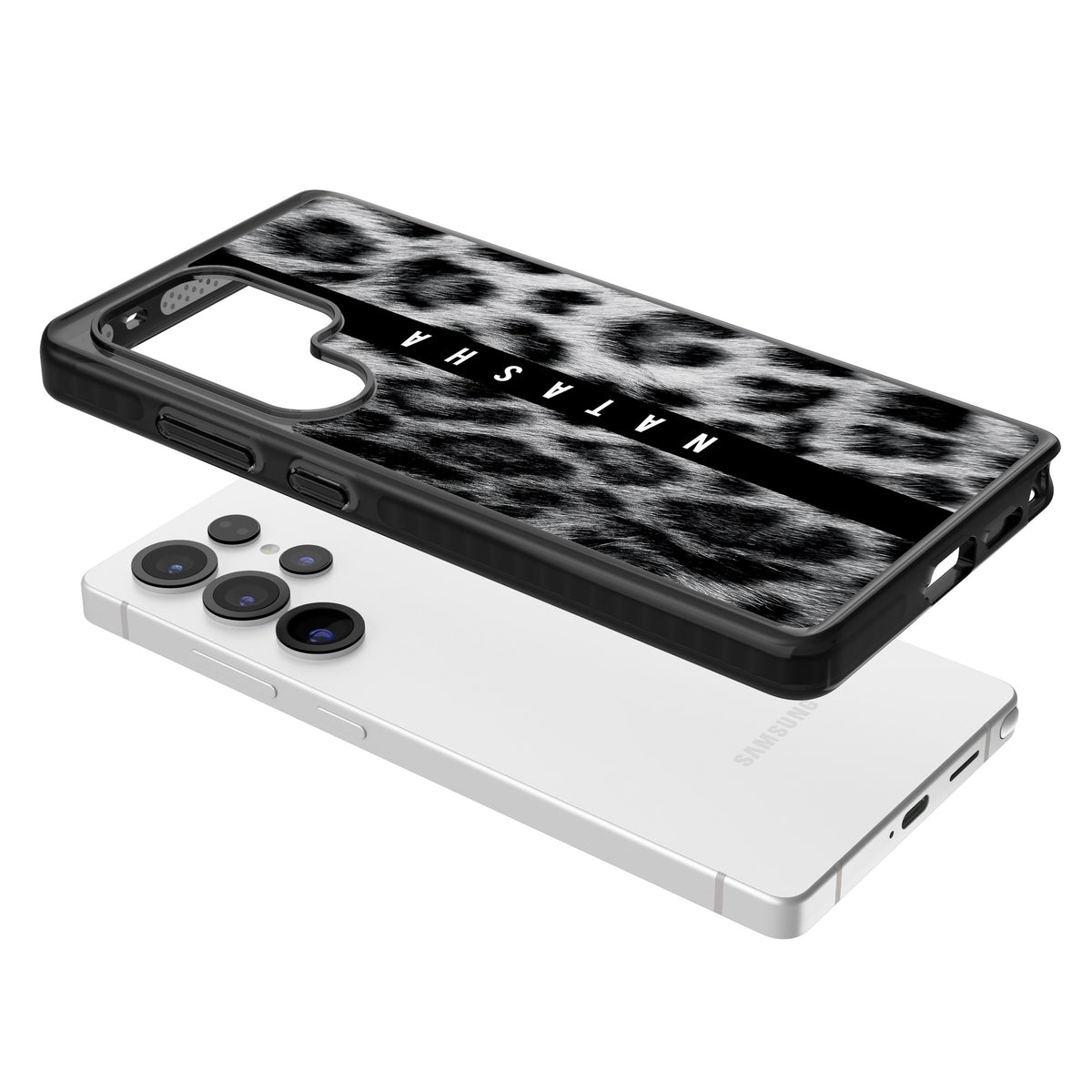 Snow Leopard Samsung S25 Ultra / Samsung S26 Ultra Impact Black Phone Case angled