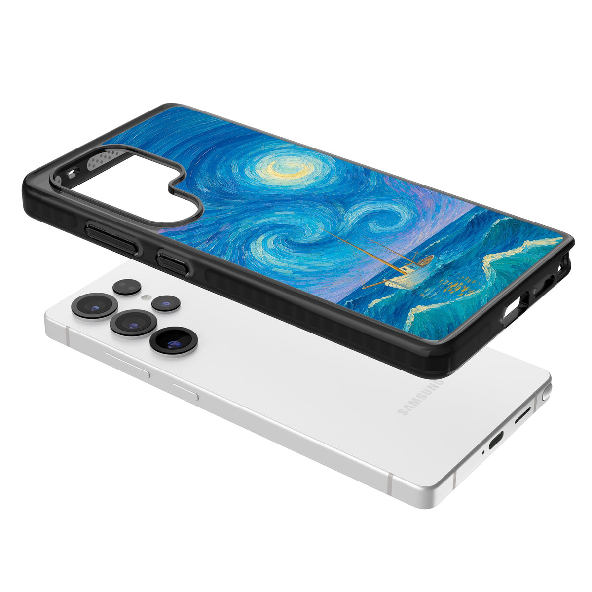 Moonlit Tide Samsung S25 Ultra / Samsung S26 Ultra Impact Black Phone Case angled