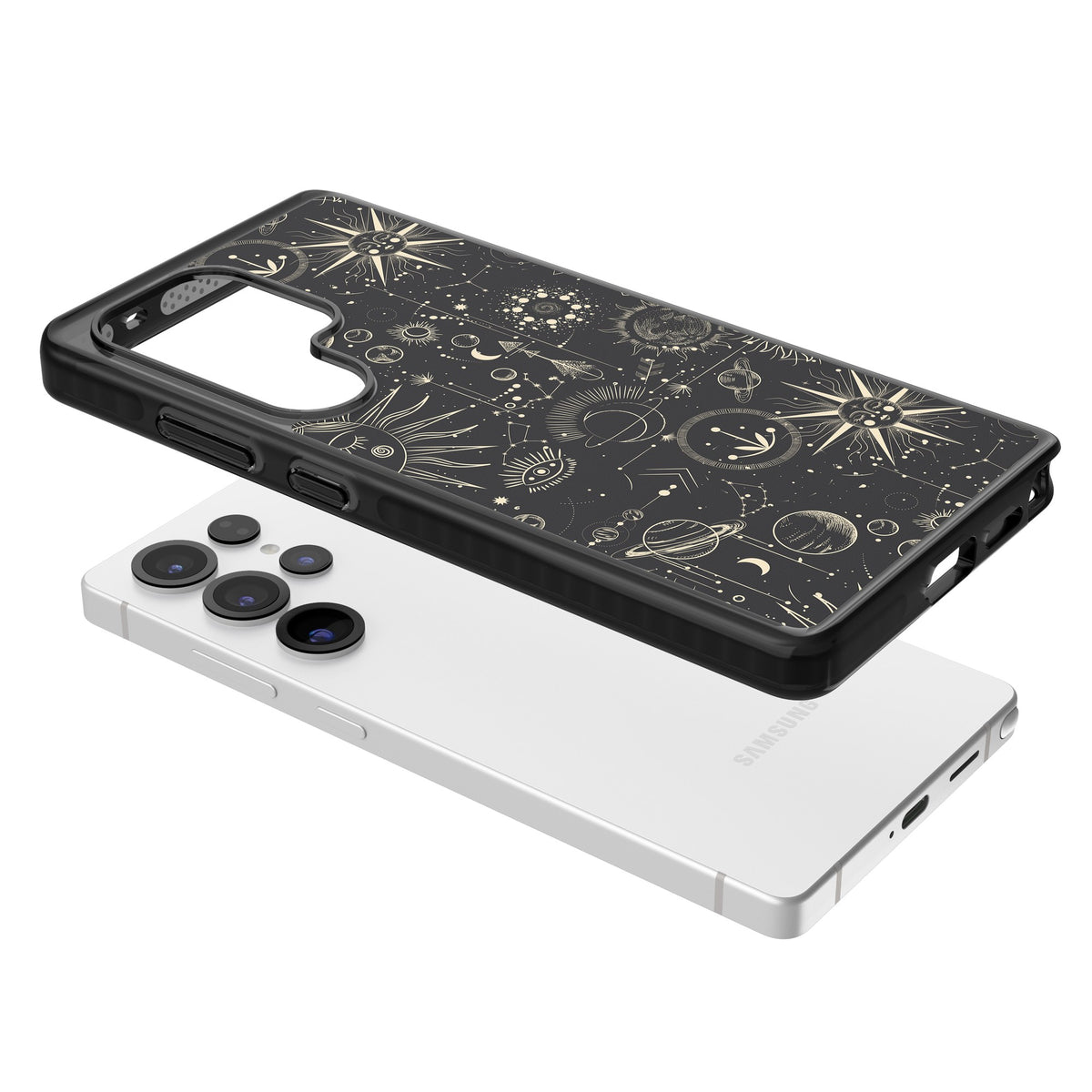 Cosmic Suns And Planets Samsung S25 Ultra / Samsung S26 Ultra Impact Black Phone Case angled