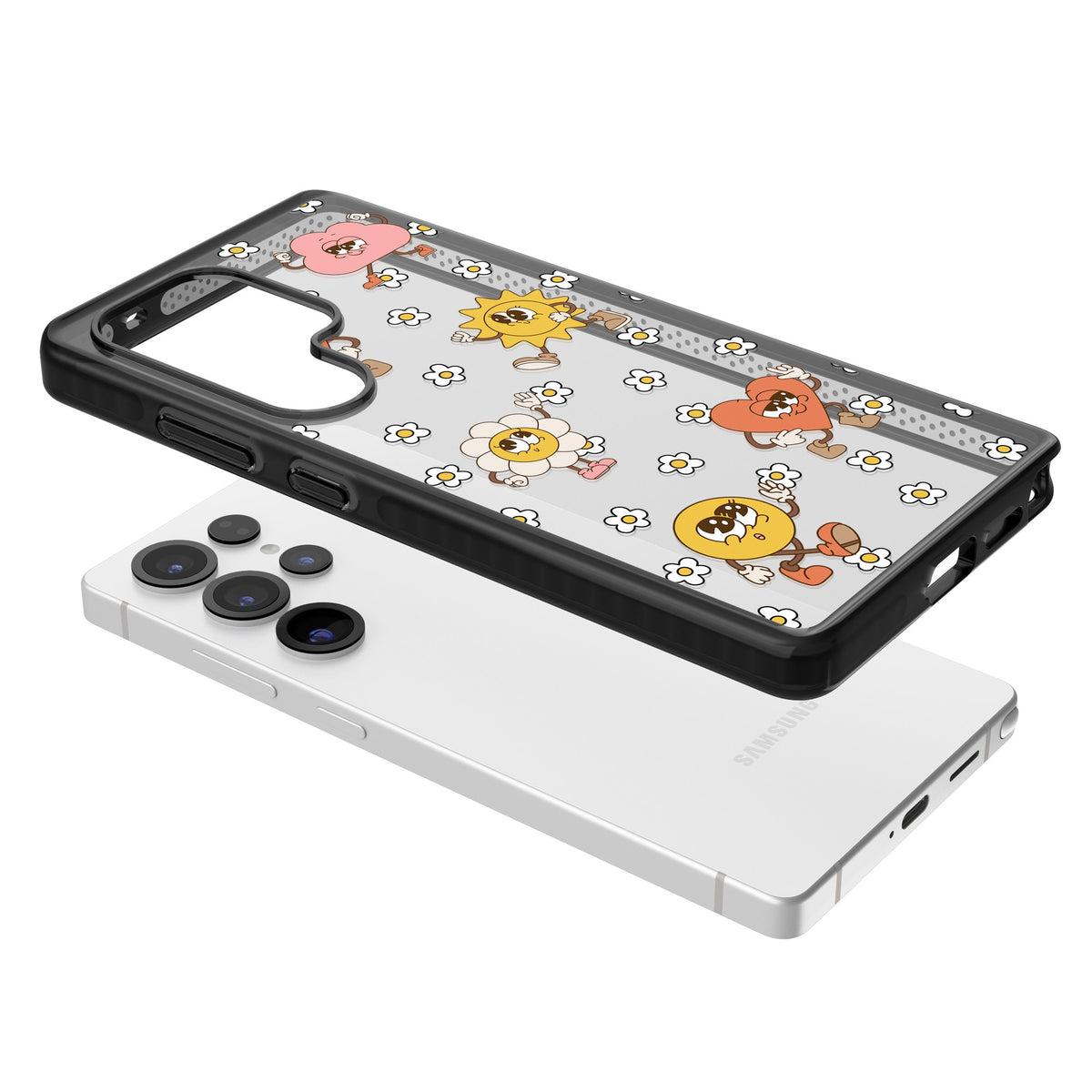 Daisies & Friends Samsung S25 Ultra / Samsung S26 Ultra Impact Black Phone Case angled