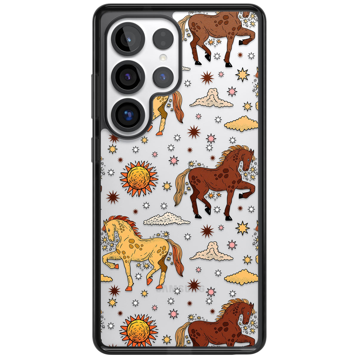 Boho Celestial Wild Horses Samsung S25 Ultra / Samsung S26 Ultra Impact Black Phone Case front
