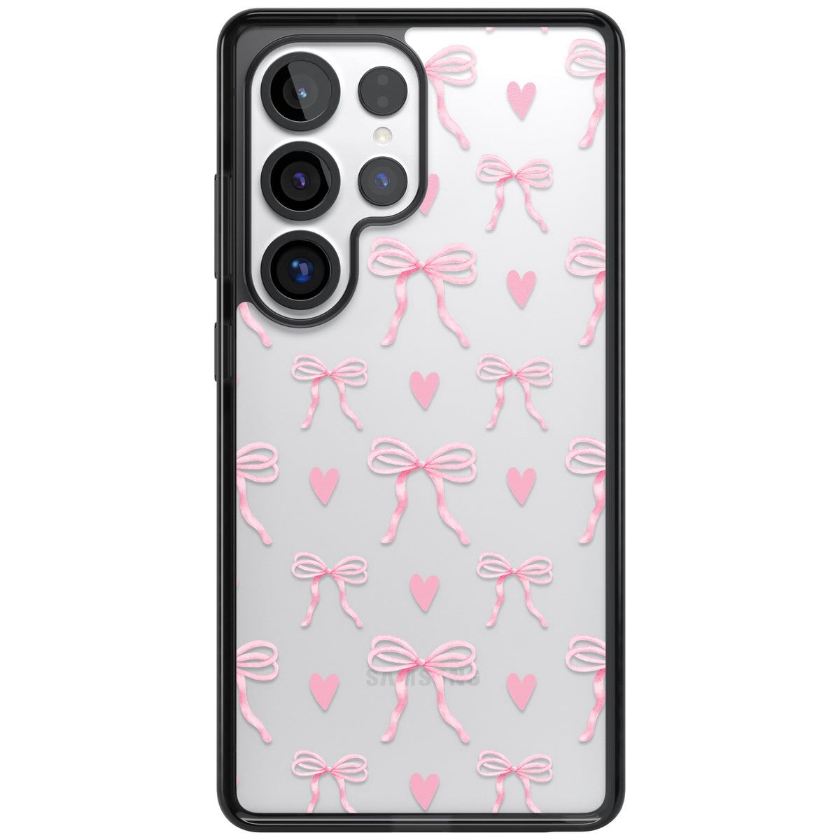 Pink Bows & Hearts Samsung S25 Ultra / Samsung S26 Ultra Impact Black Phone Case front