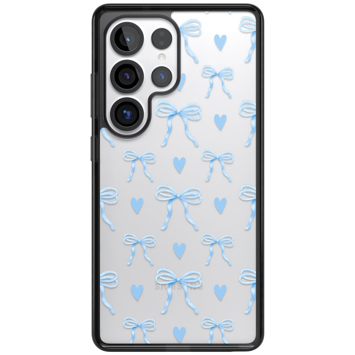 Blue Bows & Hearts Samsung S25 Ultra / Samsung S26 Ultra Impact Black Phone Case front