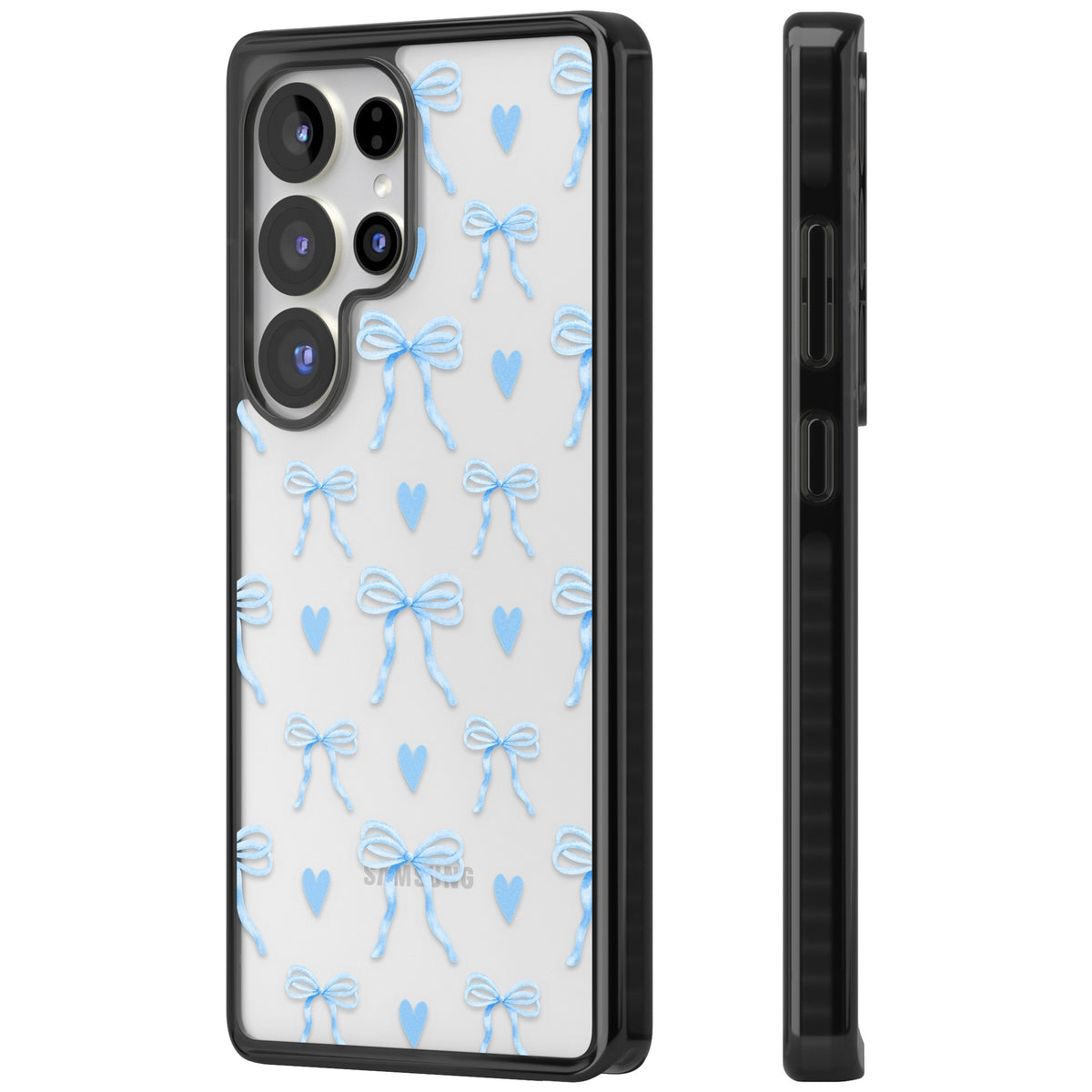 Blue Bows & Hearts Samsung S25 Ultra / Samsung S26 Ultra Impact Black Phone Case side