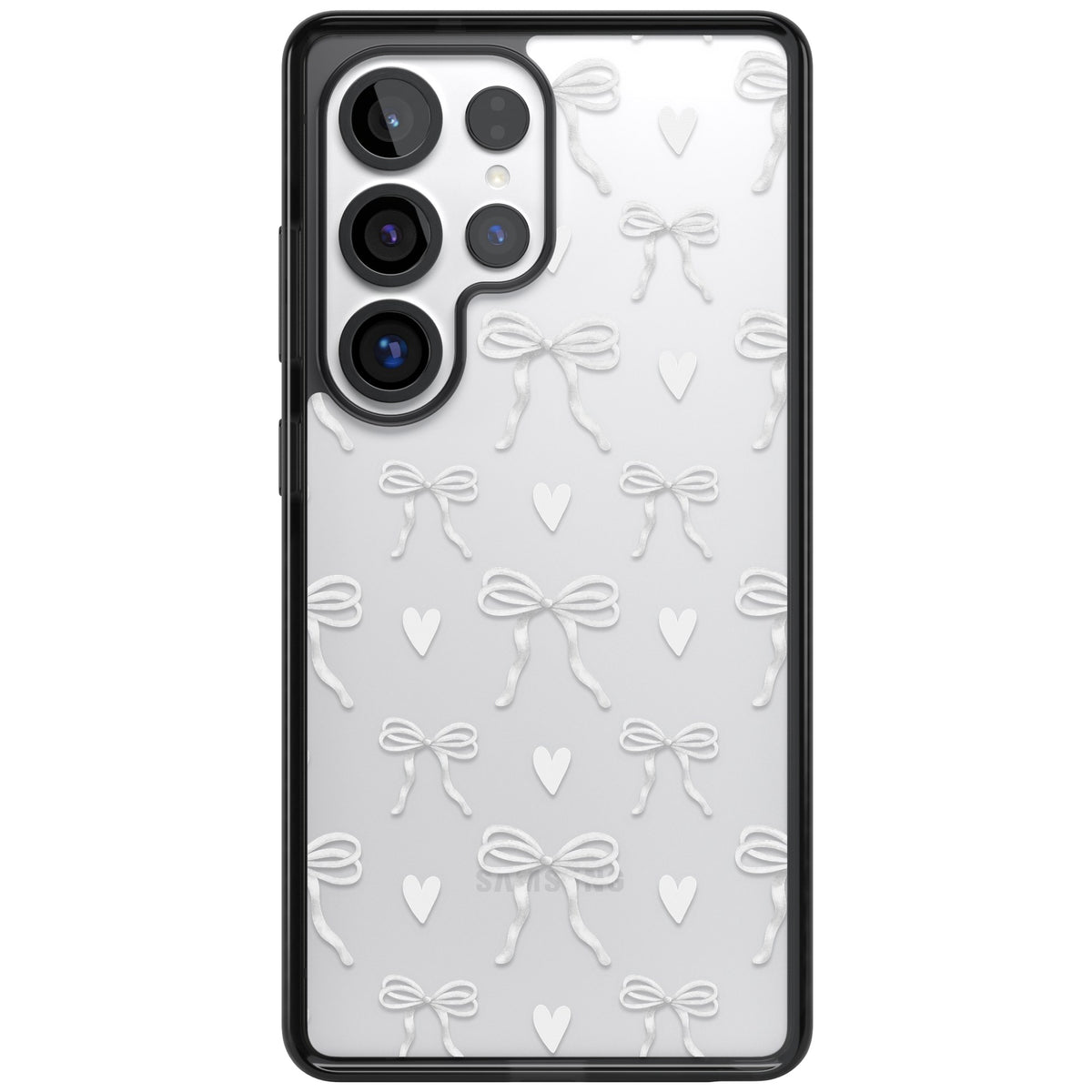 White Bows & Hearts Samsung S25 Ultra / Samsung S26 Ultra Impact Black Phone Case front