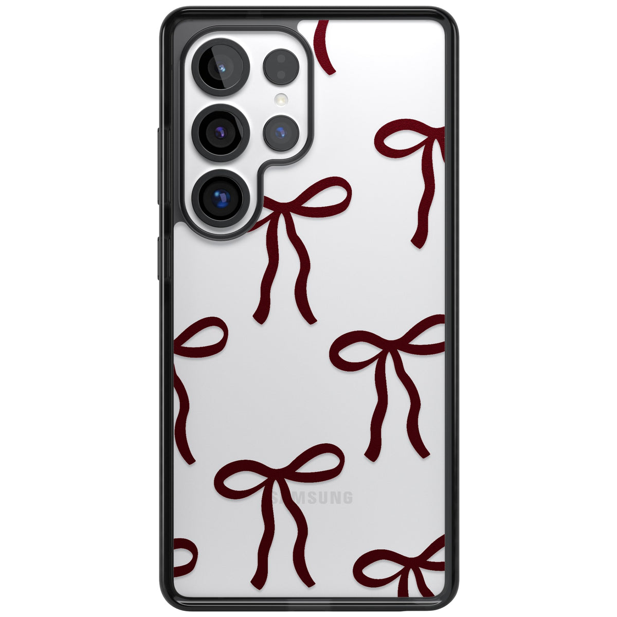 Burgundy Bows Samsung S25 Ultra / Samsung S26 Ultra Impact Black Phone Case front