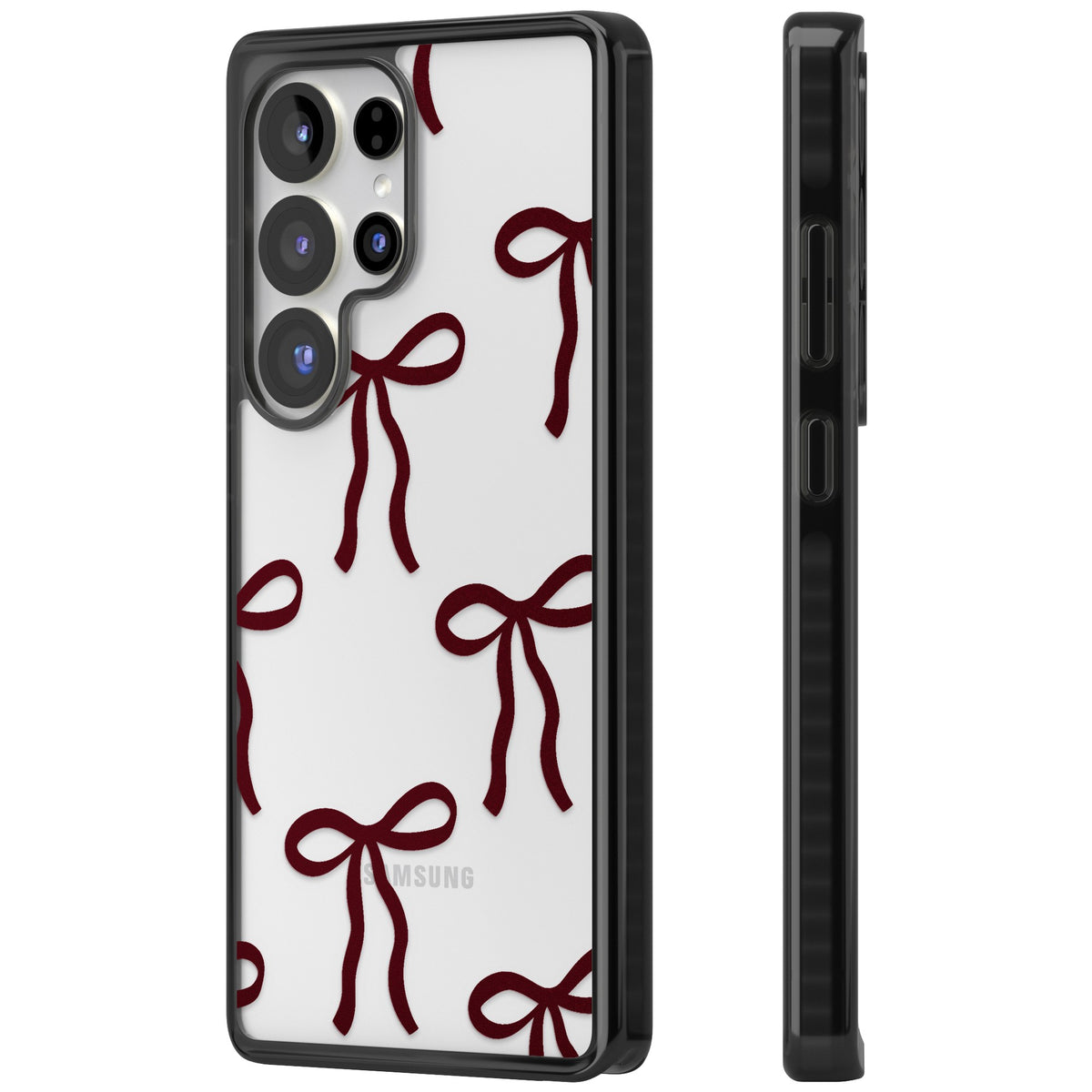 Burgundy Bows Samsung S25 Ultra / Samsung S26 Ultra Impact Black Phone Case side