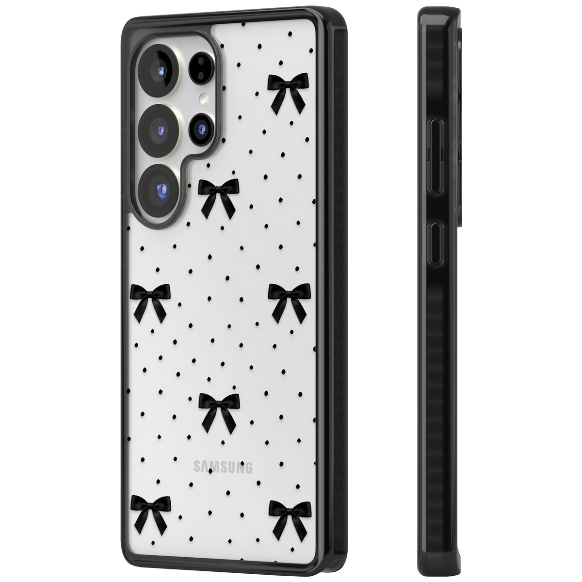 Black Polka Bows Samsung S25 Ultra / Samsung S26 Ultra Impact Black Phone Case side