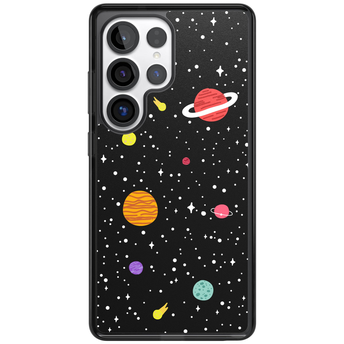 Cute Cartoon Planets Samsung S25 Ultra / Samsung S26 Ultra Impact Black Phone Case front