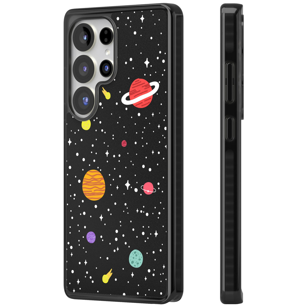 Cute Cartoon Planets Samsung S25 Ultra / Samsung S26 Ultra Impact Black Phone Case side