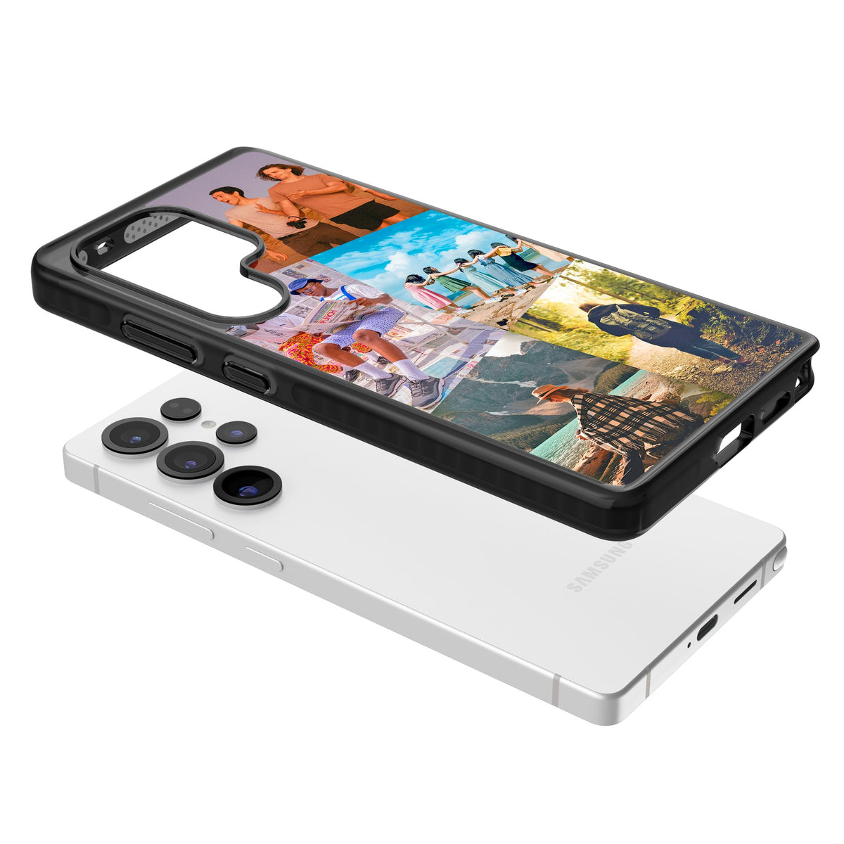 Personalised Abstract Photo Grid Samsung S25 Ultra / Samsung S26 Ultra Impact Black Phone Case angled